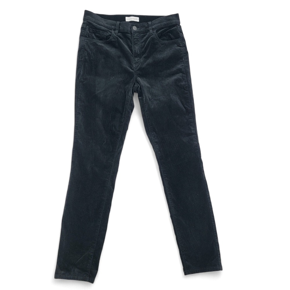 LOFT Black Velvet Skinny Jeans Womens 28 6 Mid Rise Stretch Velvet Soft Luxe